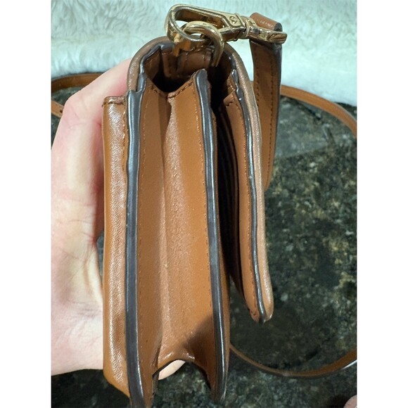 Michael Kors Crossbody Phone Bag Wallet Purse Brown Woven Small Gold Logo - Picture 5 of 10